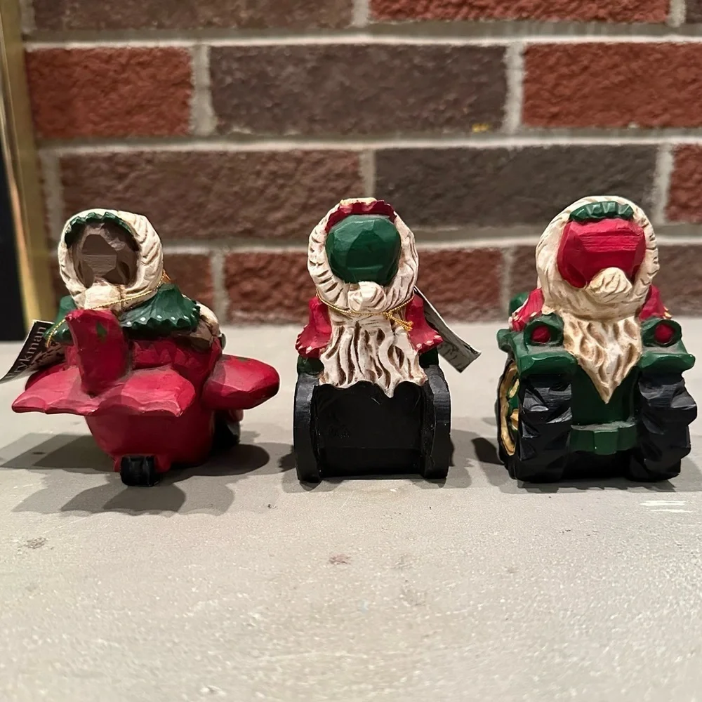*SET 3pc* Vintage 1997 David Frykman Resin Santa on Tractor Plane & Train figure